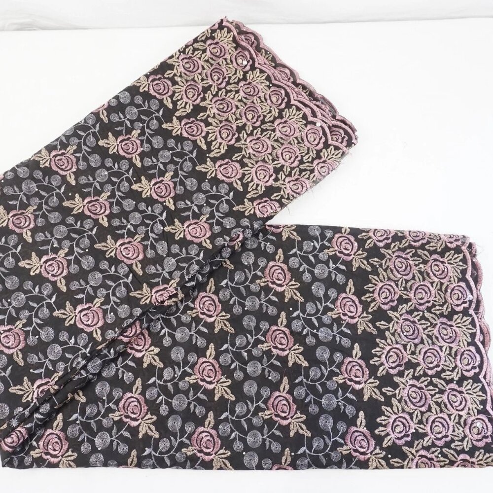 Swiss Voile Nigerian Embroidered & Beaded Lace Fabric Wedding Celebration Party